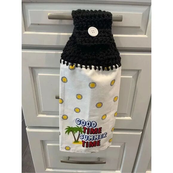 Crochet Top Kitchen Towel- Good Time Summer Time - Picture 1 of 1
